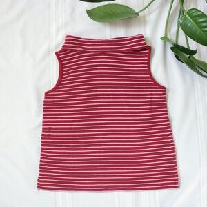 Wide turtleneck red striped knit tank